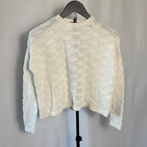 Eileen Fisher Cream Textured Crewneck Sweater Size XXS